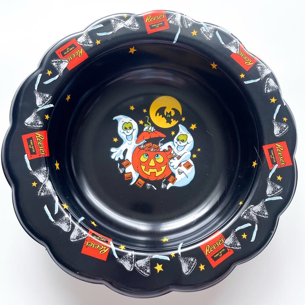 Vintage 90s Halloween Trick-or-Treat Black Candy Bowl Reeses Hershey Kiss